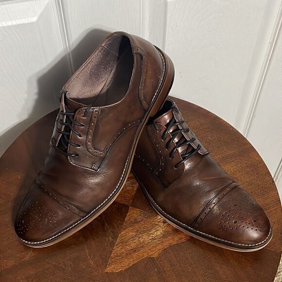 ?? Johnston & Murphy Derby 59-1993 Leather Dress Shoe 10.5M Carriker Cap Toe‎ main image 10